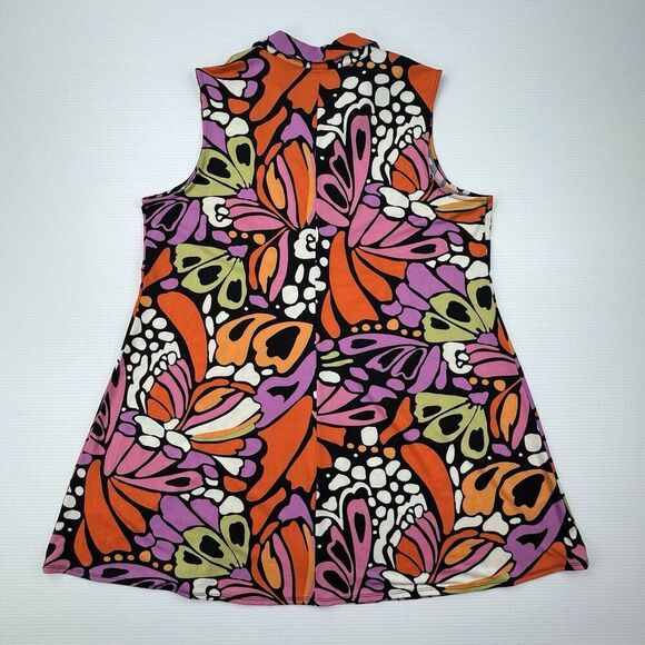 Cocomo Woman 2X Tunic Top Mini Dress Zip Front Sleeveless Butterfly Print - Picture 5 of 7